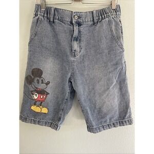Vintage Disney Our Universe Mickey Pull On Long‎ Denim Jean Shorts Size M Unisex